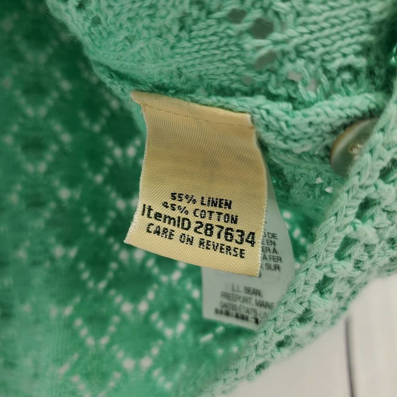 L. L. Bean Medium Grandma Crochet Button Up Long Sleeve V-neck Cardigan Sweater - Picture 4 of 4